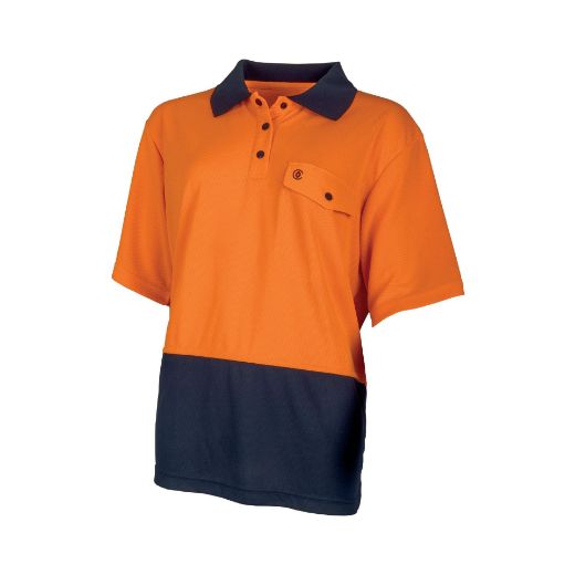 Picture of Tru Workwear Recycled Womens Anti-Microbial Micromesh S/S Two Tone Hi-Vis Polo Shirt